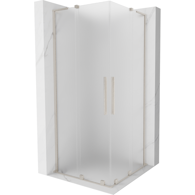 Mexen Velar L Duo sliding shower enclosure 90 x 90 cm, frost, brushed nickel - 871-090-090-02-33-97
