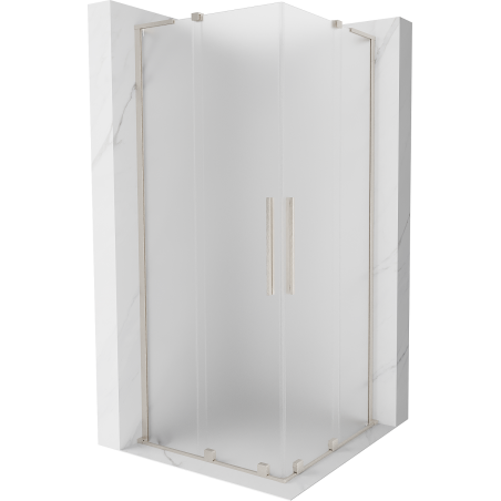 Mexen Velar L Duo Schiebeduschkabine 90 x 90 cm, matt, gebürsteter Nickel - 871-090-090-02-33-97