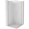 Mexen Velar L Duo klizna kabina za tuš 90 x 90 cm, mat staklo, brušeni nikl - 871-090-090-02-33-97