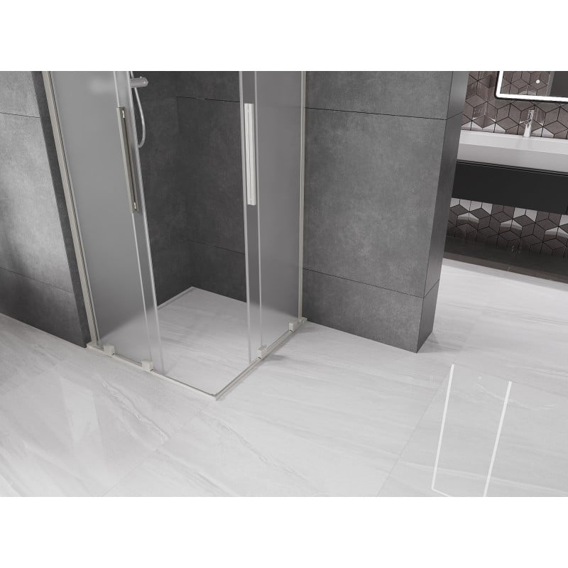 Mexen Velar L Duo sliding shower enclosure 90 x 90 cm, frost, brushed nickel - 871-090-090-02-33-97