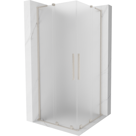 Mexen Velar L Duo sliding shower cabin 100 x 100 cm, frost, brushed nickel - 871-100-100-02-33-97