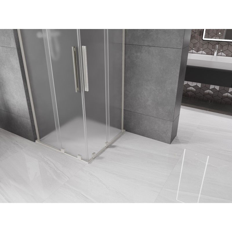Mexen Velar L Duo cabine de douche coulissante 100 x 100 cm, givre, nickel brossé - 871-100-100-02-33-97