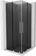 Mexen Velar L Duo Duschkabine, Schiebetür 80 x 80 cm, Grafit, Gebürsteter Nickel - 871-080-080-02-43-97