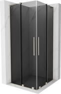 Mexen Velar L Duo klizni tuš kabina s kliznim vratima 80 x 80 cm, grafit, brušeni nikal - 871-080-080-02-43-97