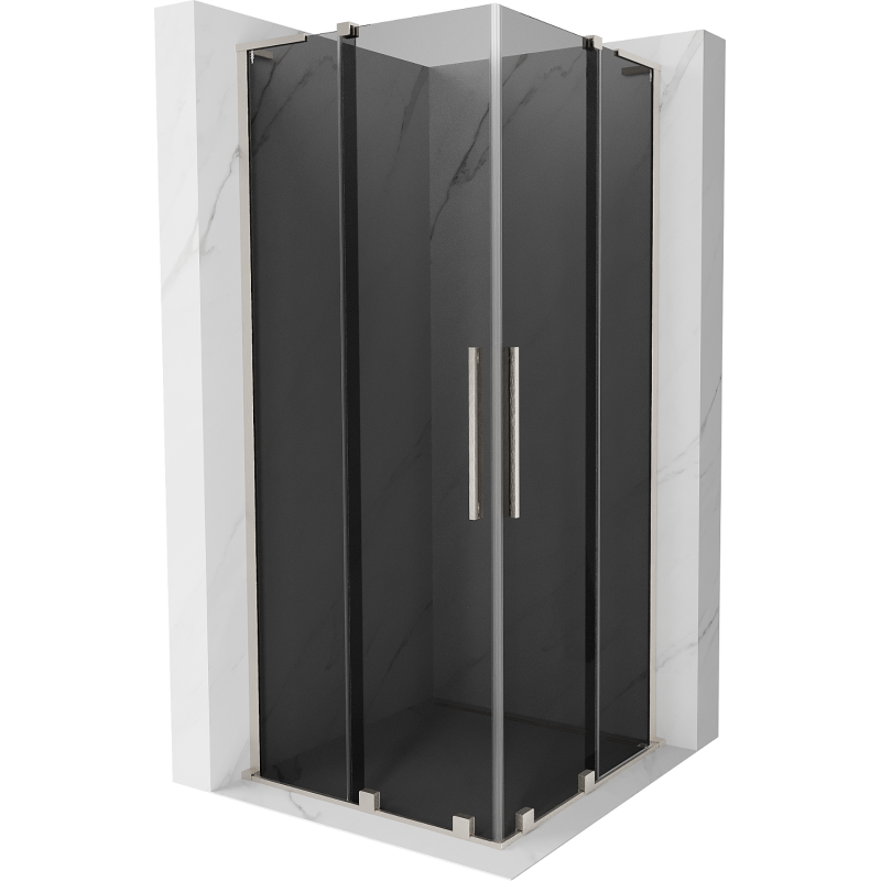 Mexen Velar L Duo Schiebeduschkabine 90 x 90 cm, Graphit, gebürsteter Nickel - 871-090-090-02-43-97