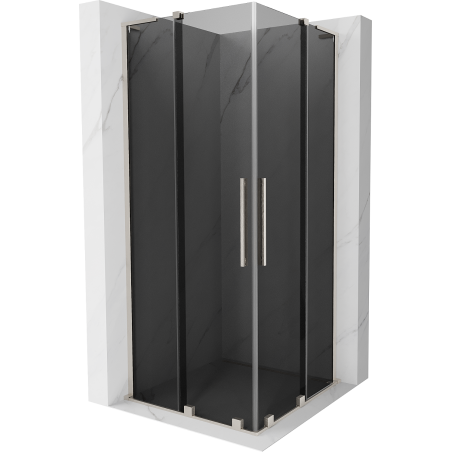 Mexen Velar L Duo cabine de douche coulissante 90 x 90 cm, graphite, nickel brossé - 871-090-090-02-43-97