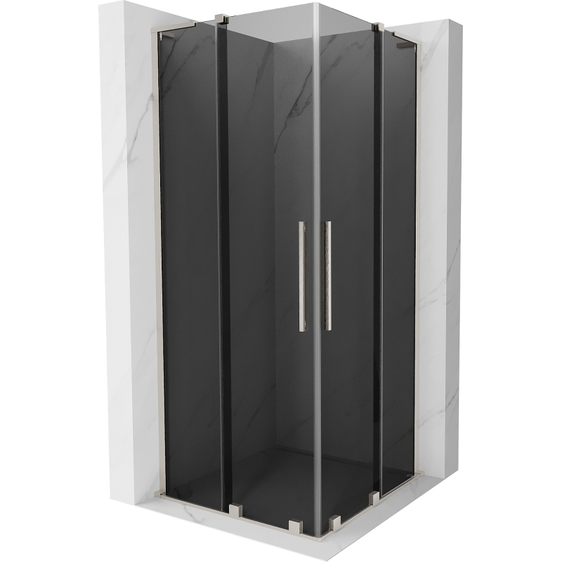 Mexen Velar L Duo Schiebeduschkabine 100 x 100 cm, Grafit, Gebürsteter Nickel - 871-100-100-02-43-97