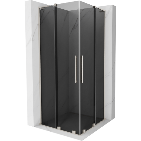 Mexen Velar L Duo douchecabine schuifdeur 100 x 100 cm, grafiet, geborsteld nikkel - 871-100-100-02-43-97