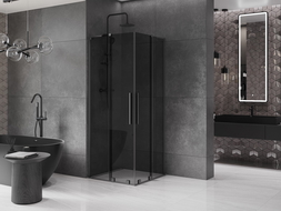 Mexen Velar L Duo Duschkabine Schiebetür 80 x 80 cm, Graphit, Gun Metal - 871-080-080-02-43-95