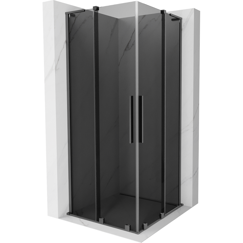 Mexen Velar L Duo Duschkabine Schiebetür 80 x 80 cm, Graphit, Gun Metal - 871-080-080-02-43-95
