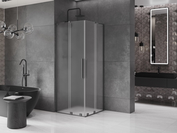 Mexen Velar L Duo Duschkabine Schiebetür 80 x 80 cm, matt, Gun Metal - 871-080-080-02-33-95