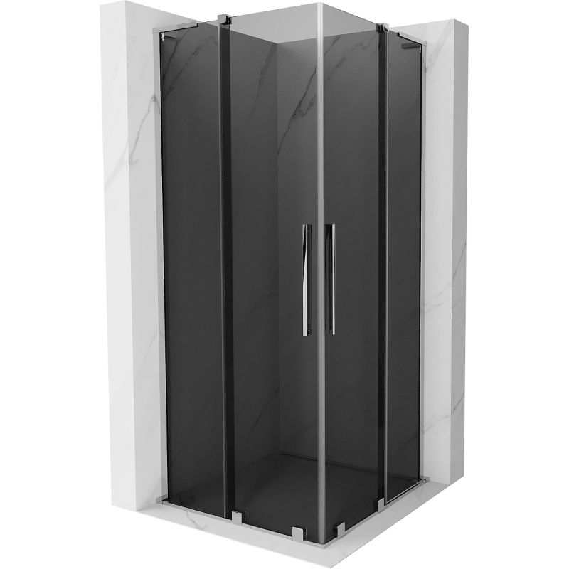 Mexen Velar L Duo sliding shower enclosure 90 x 90 cm, graphite, chrome - 871-090-090-02-43-01