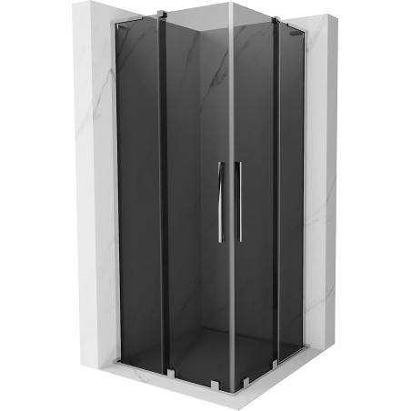Mexen Velar L Duo sliding shower enclosure 90 x 90 cm, graphite, chrome - 871-090-090-02-43-01