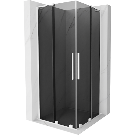 Mexen Velar L Duo sliding shower cabin 80 x 80 cm, graphite, white - 871-080-080-02-43-20