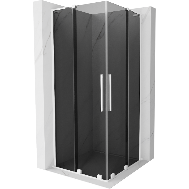 Mexen Velar L Duo sliding shower enclosure 90 x 90 cm, graphite, white - 871-090-090-02-43-20