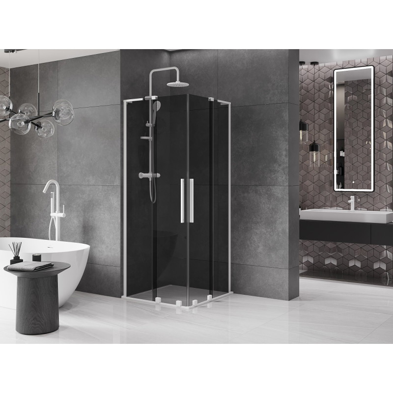 Mexen Velar L Duo liuguksega dušikabiin 90 x 90 cm, grafiit, valge - 871-090-090-02-43-20