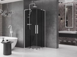 Mexen Velar L Duo klizna tuš kabina 100 x 100 cm, grafit, bijela - 871-100-100-02-43-20