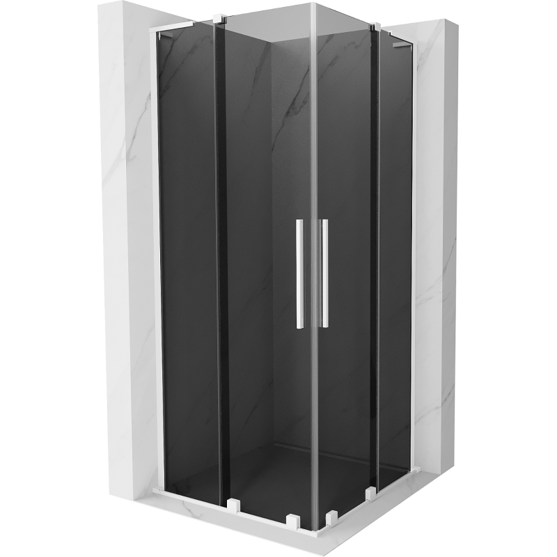 Mexen Velar L Duo duschkabin skjutbar 100 x 100 cm, grafit, vit - 871-100-100-02-43-20