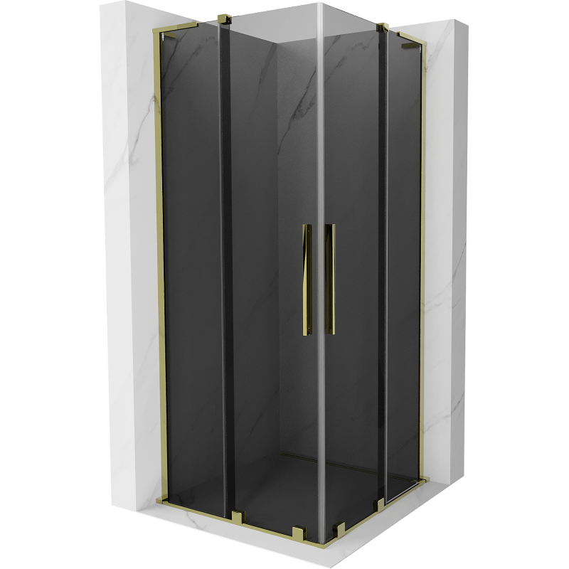 Mexen Velar L Duo schuifdouchecabine 80 x 80 cm, grafiet, goud - 871-080-080-02-43-50