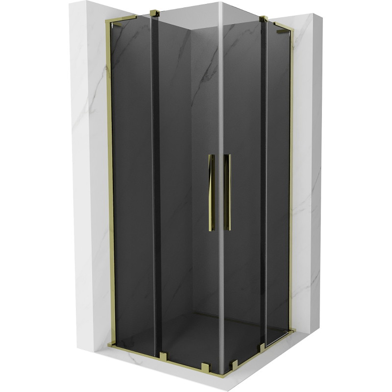 Mexen Velar L Duo klizna tuš kabina 90 x 90 cm, grafit, zlatna - 871-090-090-02-43-50