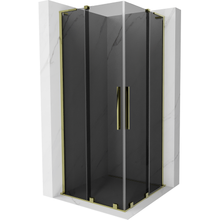 Mexen Velar L Duo Schiebeduschkabine 90 x 90 cm, Graphit, Gold - 871-090-090-02-43-50