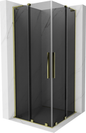 Mexen Velar L Duo sliding shower cabin 90 x 90 cm, graphite, gold - 871-090-090-02-43-50