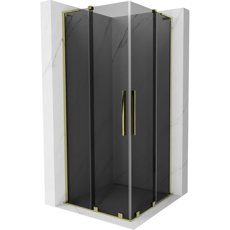 Mexen Velar L Duo cabina doccia scorrevole 100 x 100 cm, grafite, oro - 871-100-100-02-43-50