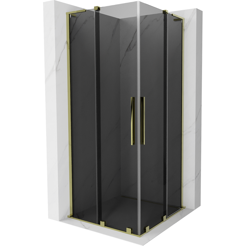 Mexen Velar L Duo skjutdörr duschkabin 100 x 100 cm, grafit, guld - 871-100-100-02-43-50