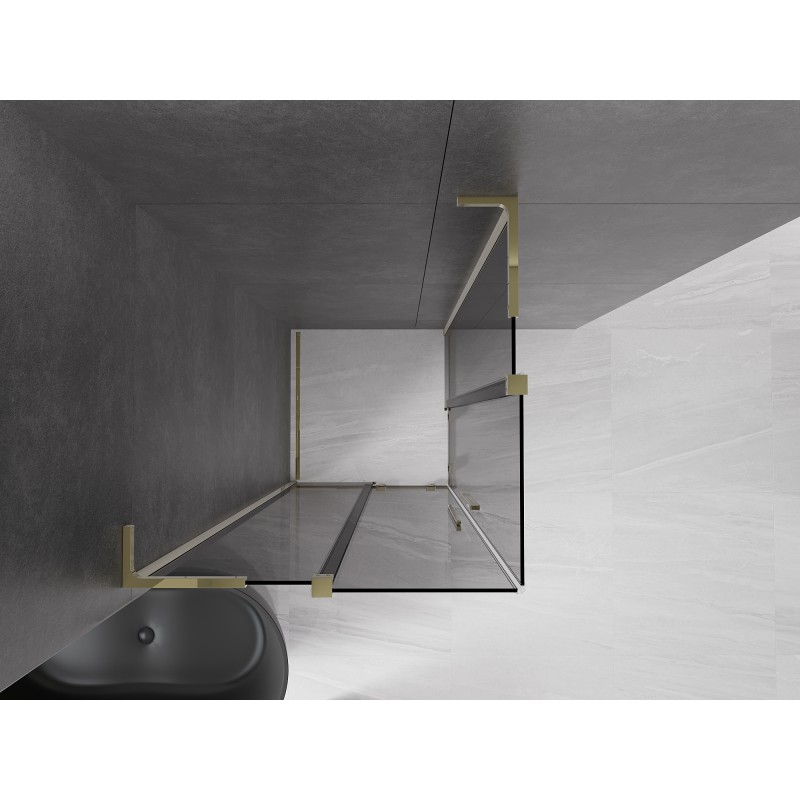 Mexen Velar L Duo kabina prysznicowa rozsuwana 90 x 90 cm, grafit, złota - 871-090-090-02-43-50
