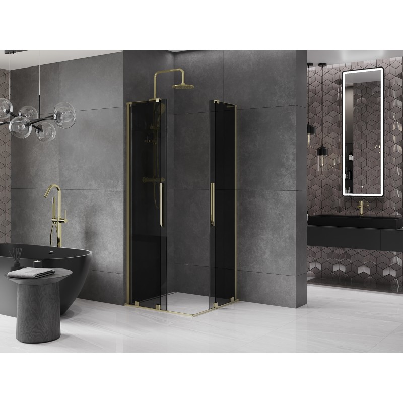 Mexen Velar L Duo kabina prysznicowa rozsuwana 100 x 100 cm, grafit, złota - 871-100-100-02-43-50