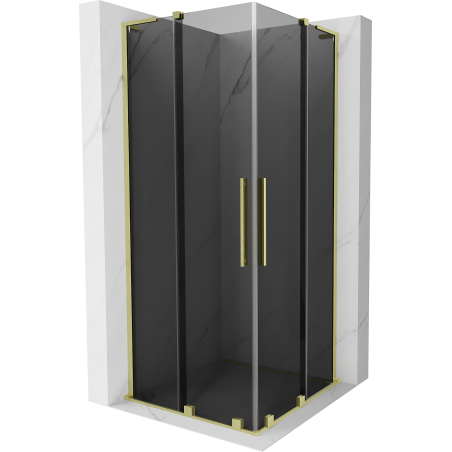 Mexen Velar L Duo Sliding Shower Enclosure 80 x 80 cm, Graphite, Brushed Gold - 871-080-080-02-43-55