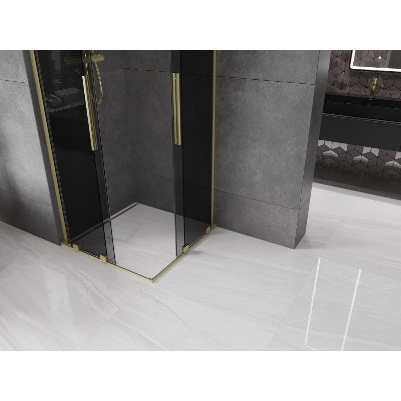 Mexen Velar L Duo kabina prysznicowa rozsuwana 80 x 80 cm, grafit, złota szczotkowana - 871-080-080-02-43-55