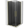 Mexen Velar L Duo sliding shower enclosure 90 x 90 cm, graphite, brushed gold - 871-090-090-02-43-55