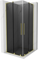 Mexen Velar L Διπλή συρόμενη καμπίνα ντουζ 90 x 90 cm, γραφίτης, χρυσαφί