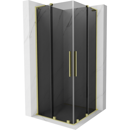 Mexen Velar L Duo skjutbar duschkabin 100 x 100 cm, grafit, borstad guld - 871-100-100-02-43-55