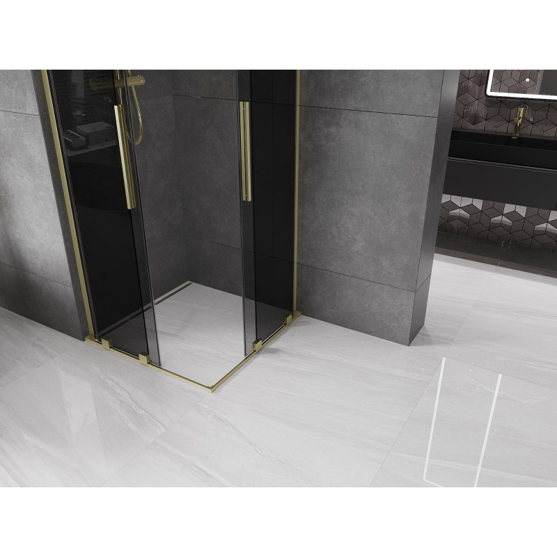 Mexen Velar L Dvostruka klizna tuš kabina 100 x 100 cm, grafit, zlatna brušena - 871-100-100-02-43-55