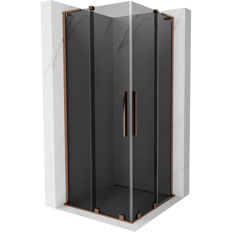 Mexen Velar L Duo cabine de duche deslizante 80 x 80 cm, grafite, ouro rosa - 871-080-080-02-43-60