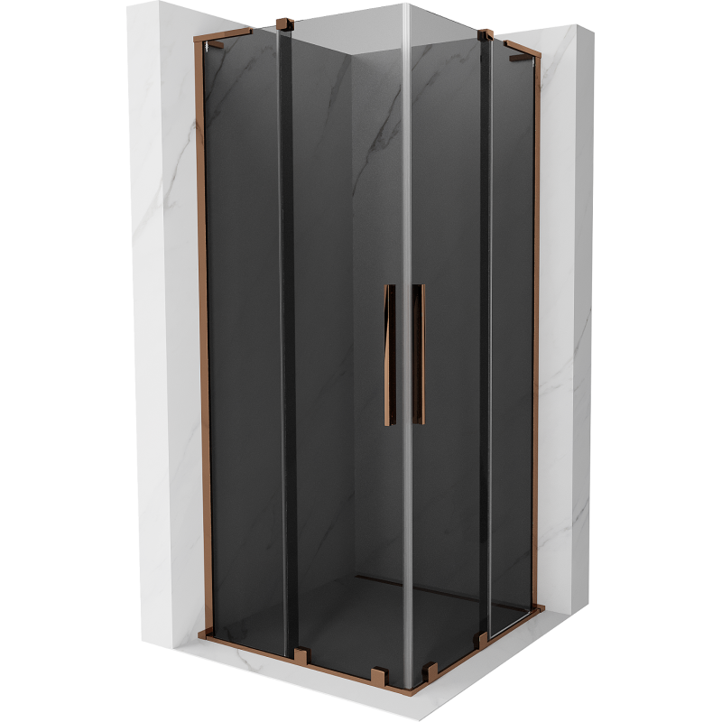 Mexen Velar L Duo Sliding Shower Enclosure 80 x 80 cm, Graphite, Rose Gold - 871-080-080-02-43-60