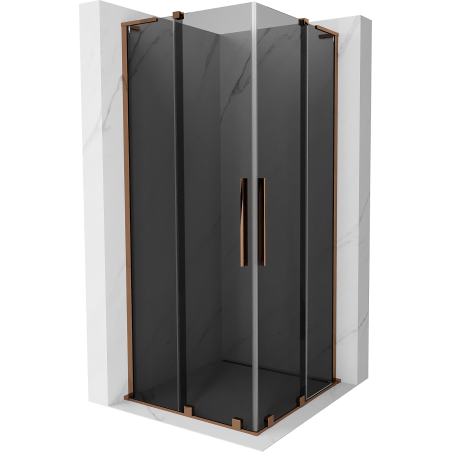 Mexen Velar L Duo kabina prysznicowa rozsuwana 80 x 80 cm, grafit, różowe złoto - 871-080-080-02-43-60