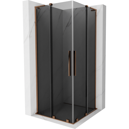 Mexen Velar L Duo Sliding Shower Enclosure 80 x 80 cm, Graphite, Rose Gold - 871-080-080-02-43-60