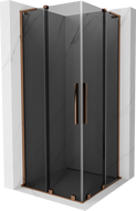 Mexen Velar L Divējādu bīdāmu dušas kabīne 80 x 80 cm, grafīts, rozā zelts - 871-080-080-02-43-60