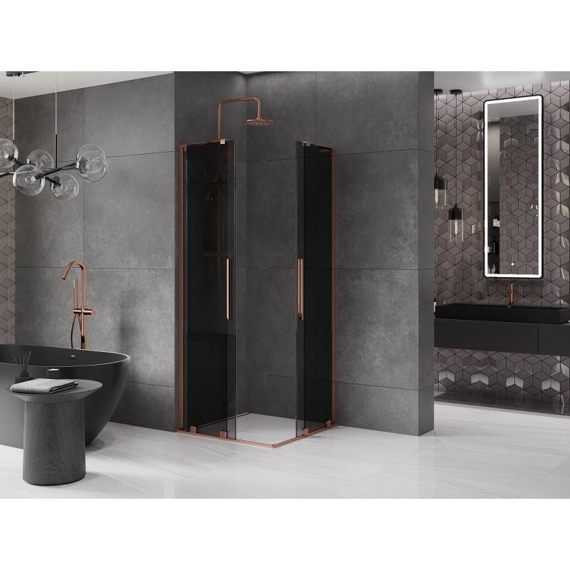 Mexen Velar L Duo lükand dušikabiin 90 x 90 cm, grafiit, roosa kuld - 871-090-090-02-43-60