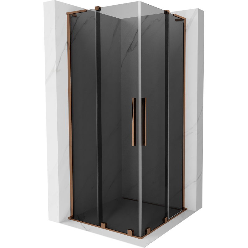 Mexen Velar L Duo cabina de ducha corredera 100 x 100 cm, grafito, oro rosa - 871-100-100-02-43-60