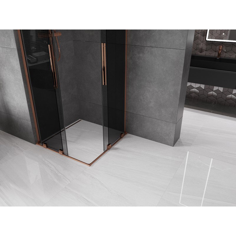 Mexen Velar L Duo sliding shower cabin 90 x 90 cm, graphite, rose gold - 871-090-090-02-43-60