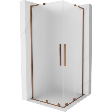 Mexen Velar L Duo lükandatud dušikabiin 80 x 80 cm, mattklaas, roosa kuld - 871-080-080-02-33-60