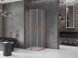 Mexen Velar L Duo Duschkabine schiebbar 80 x 80 cm, Milchglas, Roségold - 871-080-080-02-33-60