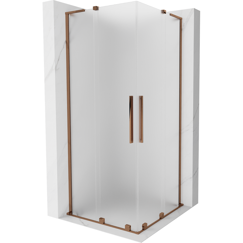 Mexen Velar L Duo kabina prysznicowa rozsuwana 90 x 90 cm, szron, różowe złoto - 871-090-090-02-33-60