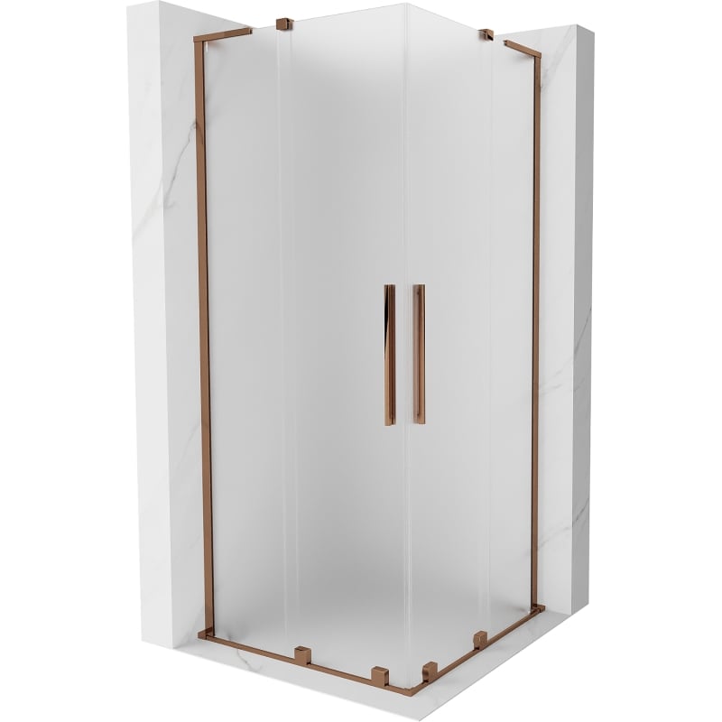 Mexen Velar L Duo sliding shower enclosure 90 x 90 cm, frost, rose gold - 871-090-090-02-33-60