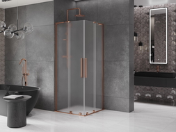 Mexen Velar L Duo kabina prysznicowa rozsuwana 90 x 90 cm, szron, różowe złoto - 871-090-090-02-33-60
