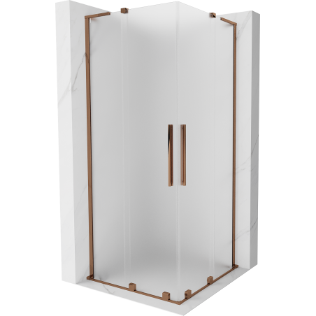Mexen Velar L Duo cabine de douche coulissante 100 x 100 cm, givrée, or rose - 871-100-100-02-33-60